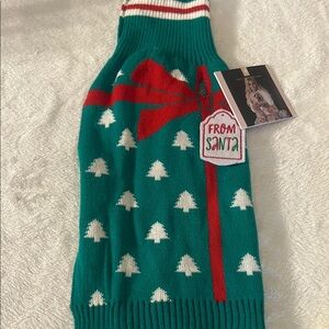 Holiday Dog Sweater - Green with Red Bow